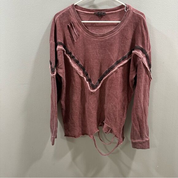 POL Women's Distressed Mauve Sweatshirt - Picture 1 of 3